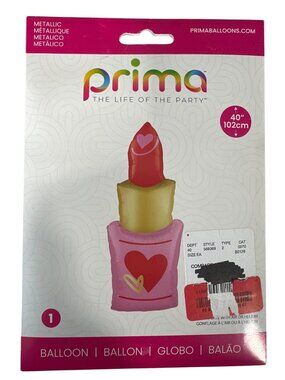 Prima Metallic Lipstick Shaped Balloon 40" Red Pink Heart Foil Party Decor NEW